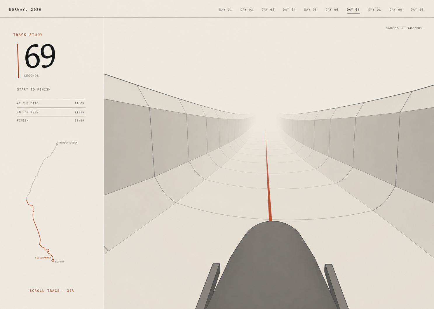 Generated simplified bobsleigh chase-view concept